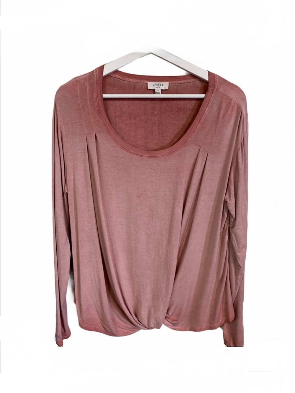 Umgee S burn out scoop neck mixed media blouse